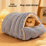 Convertible Flannel Pet Cave Bed