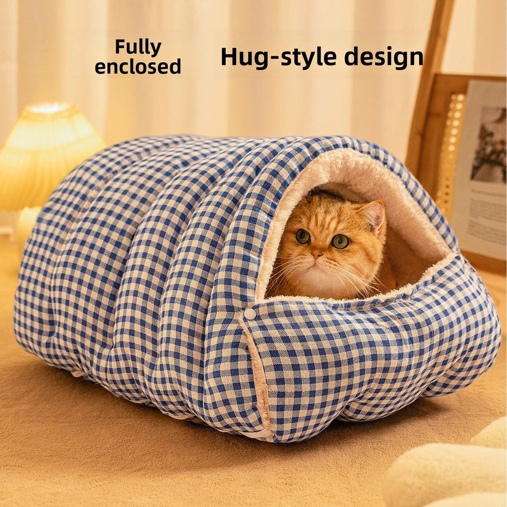 Convertible Flannel Pet Cave Bed