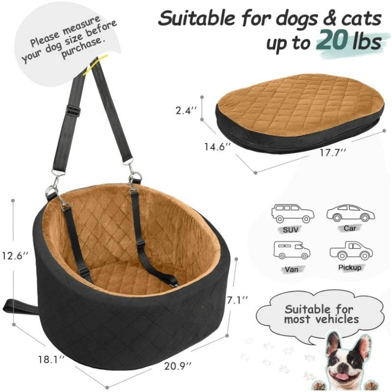 Portable Suede Car Dog Bed